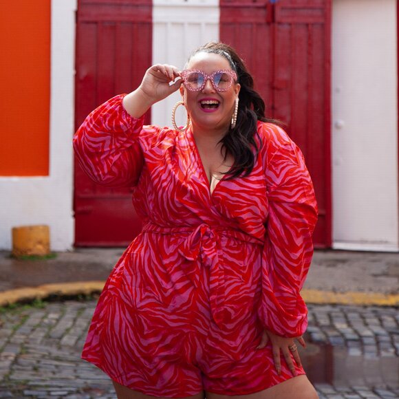 ASOS Pink and Orange Zebra Print Romper - Picture 1 of 3
